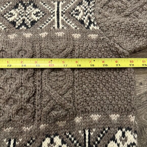 VTG Bonner of Ireland Sweater Mens Medium Brown Wool Aran Fair Isle Made Ireland - Picture 5 of 8